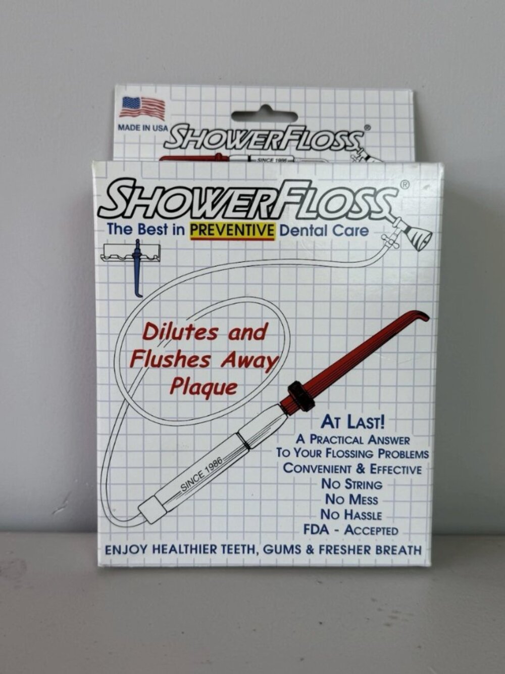 NEW IN BOX   Shower Floss Oral Irrigation Preventative Dental Flossing Teeth Cle